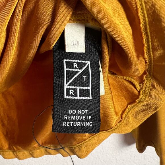 Lapointe Asymmetric Ruched Long-Sleeve Jersey Top Mustard Yellow Size 10 - Picture 13 of 13